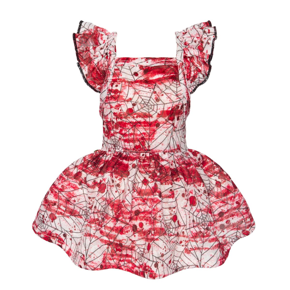 Fitwarm Halloween Spiderweb Dog Dress Funny Dog Halloween Costumes Doggy Clothes for Small Dogs Girl Pet Apparel Red White Black Small