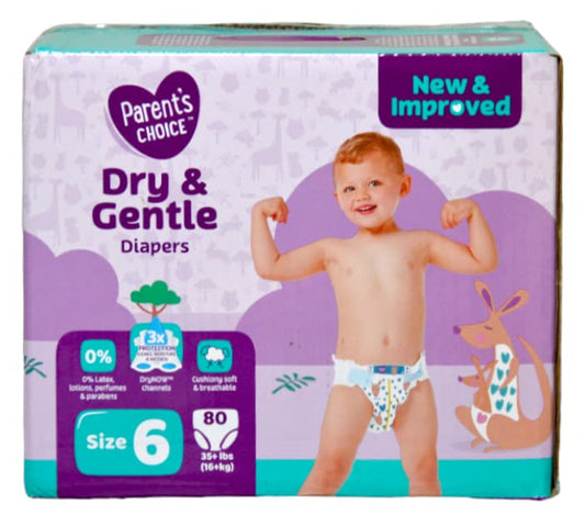 Parents Choice Diapers Dry & Gentle Diapers Size 6-80 Count