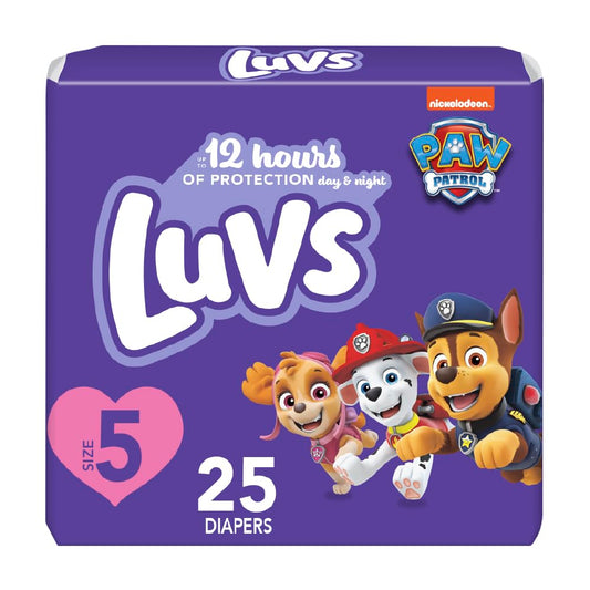 Luvs Diapers - Size 5 25 Count Paw Patrol Disposable Baby Diapers