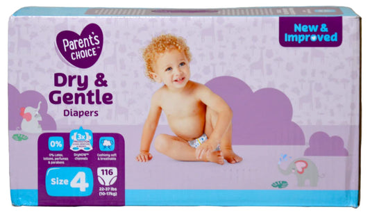 Parents Choice Diapers Dry & Gentle Diapers Size 4 (22-37 lbs) - 116 Count