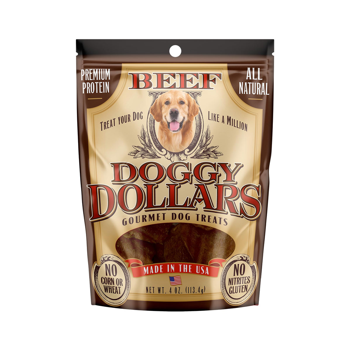 Doggy Dollars – Natural Gourmet Beef Dog Treats (4oz)